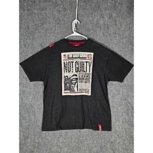 The Daily Grind Not Guilty Newspaper‎ Graphic Black T Shirt Men's Sz L Casual